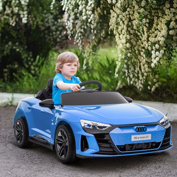 Auto elettrica per bambini 3-5 anni con telecomando, sospensioni e clacson, 103x58x41 cm, blu e nero - 