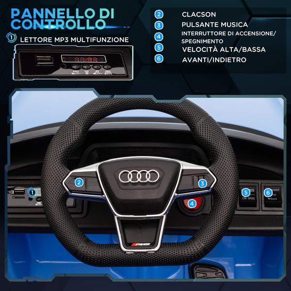 Auto elettrica per bambini 3-5 anni con telecomando, sospensioni e clacson, 103x58x41 cm, blu e nero - 