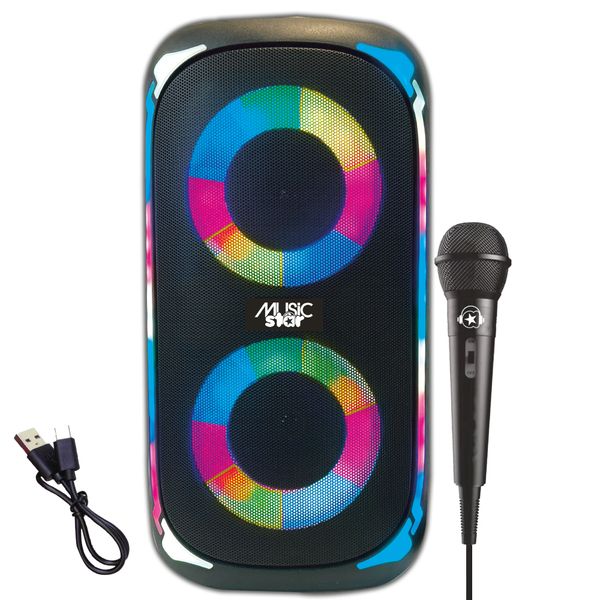 Cassa karaoke pro 200w con microfono e luci led rgb - MUSIC STAR