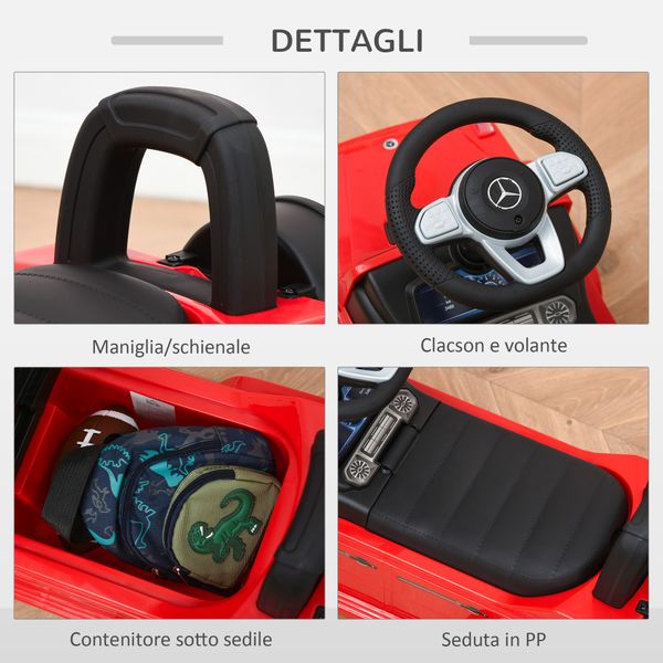 Macchina giocattolo, macchina cavalcabile per bambini 12-36 mesi, mercedes-benz g350, rossa - 