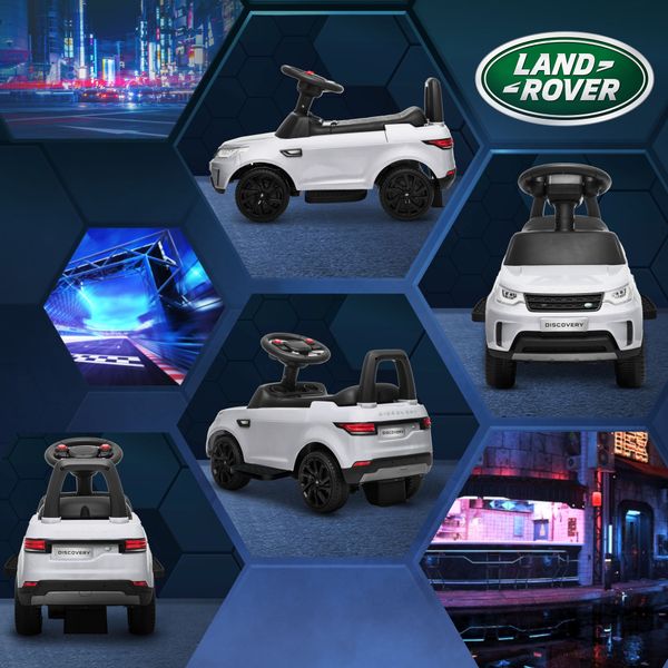 Macchina per bambini con licenza land rover 6v, funzionamento elettrico e a spinta, velocità 3km/h, bianco - 