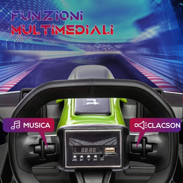 Go kart elettrico per bambini 6-12 anni 24v 12km/h con seggiolino regolabile, verde - 