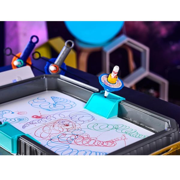 Crayola - colourwhirls, la trottola dei colori, set valigetta arena con 4 trottole - CRAYOLA