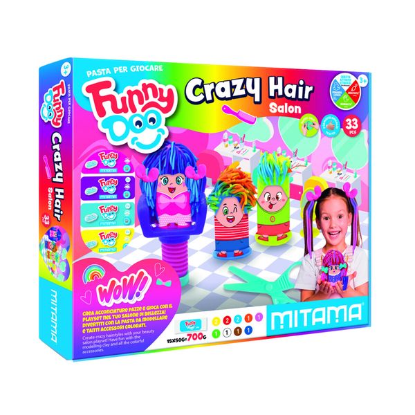 Pasta modellare mitama "crazy hair salon" in scatola 33 pezzi funny doo - MITAMA