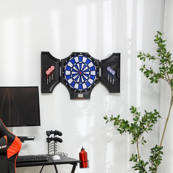 Bersaglio freccette elettronico in pp con 6 freccette e monitor lcd, 83x45x4 cm, rosso e nero - 