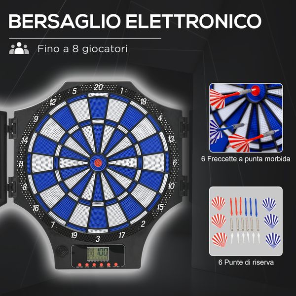 Bersaglio freccette elettronico in pp con 6 freccette e monitor lcd, 83x45x4 cm, rosso e nero - 