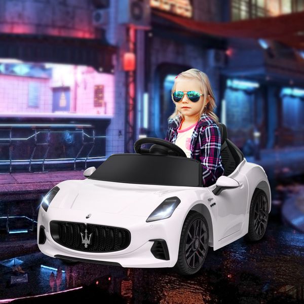 Macchina per bambini 12v maserati gran turismo folgore con telecomando, età 3-5 anni, bianco - 