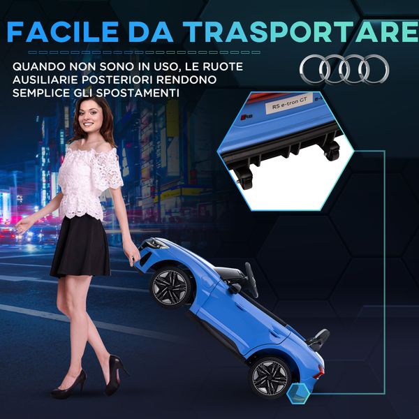 Auto elettrica per bambini 3-5 anni con telecomando, sospensioni e clacson, 103x58x41 cm, blu e nero - 
