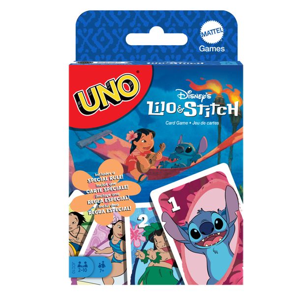 Mattel games - uno disney lilo e stitch, versione dell'iconico gioco di carte per tutta la famiglia, regole speciali e carte ispirate al film disney - UNO, Disney, Disney Stitch