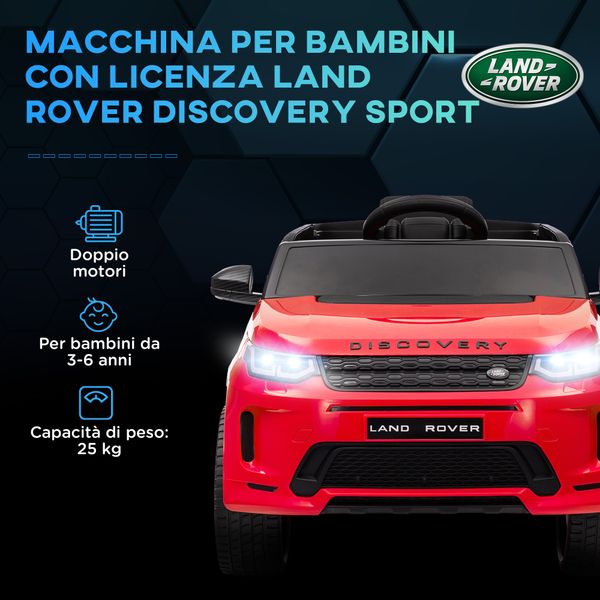 Macchina elettrica per bambini a licenza land rover con fari, clacson e cintura,106x65.5x51 cm, rosso - 