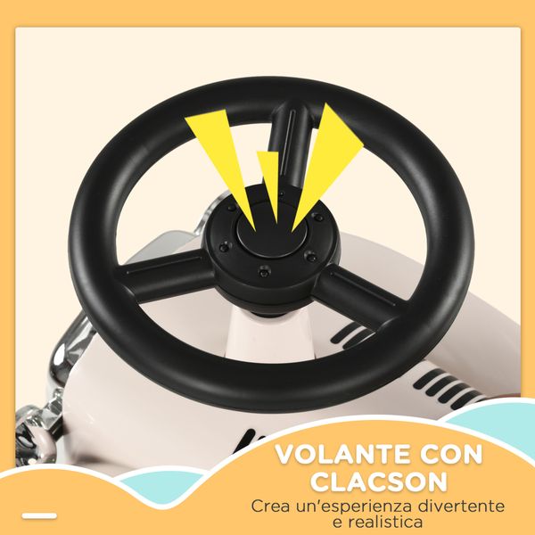 Macchina per bambini 12-36 mesi con clacson e vano portaoggetti a scomparsa, in pp e metallo, 58x27x35 cm - 