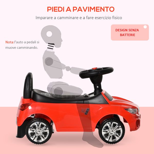 Macchinina per bambini cavalcabile con volante, fari e musiche, età 18-36 mesi, rosso - 