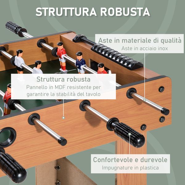 Calcio balilla professionale per bambini e adulti con aste in legno mdf 92x46x78cm - 