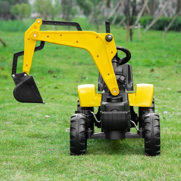 Ruspa giocattolo a pedali per bambini 3-6 anni con 6 ruote, in acciaio e plastica, 107x42x71 cm, giallo - 