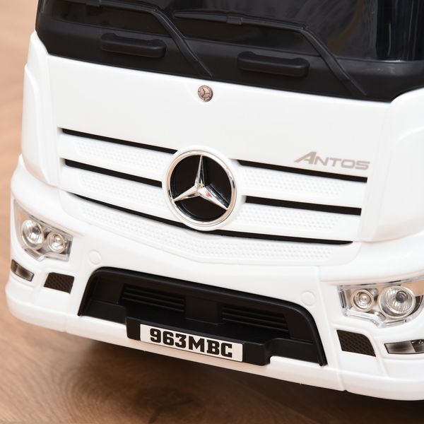 Macchina cavalcabile per bambini età 12-36 mesi, macchina giocattolo bambi con volante, fari e suoni, licenza mercedes, bianco - 
