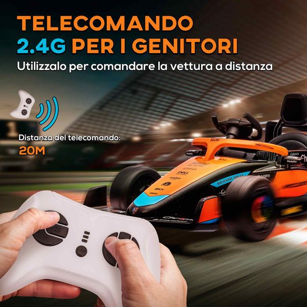 Macchina elettrica per bambini 3-5 anni con licenza mclaren, telecomando e clacson, 115x67x50 cm, arancione - 