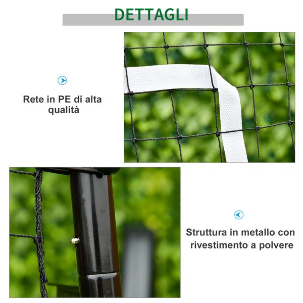Rete da calcio rebounder pieghevole con bersaglio, altezza e angolazione regolabili, metallo e pe, 123x73x178.5cm, nero - 