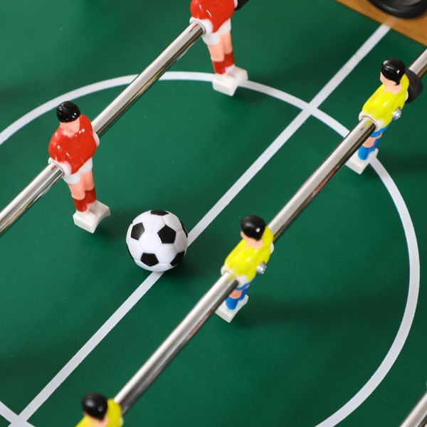 Calcio balilla pieghevole in legno con 6 aste, 18 giocatori e segnapunti, 69x37x70cm - 