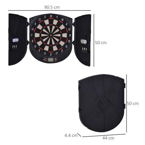 Bersaglio freccette elettronico per 8 giocatori con 6 freccette, schermo lcd, 2 porte e 26 modalità di gioco - 