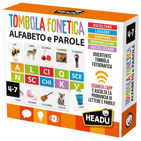 Tombola fonetica - alfabeto e parole da riconoscere giocando - HEADU