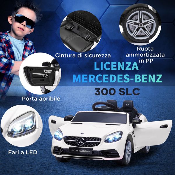 Macchina elettrica per bambini licenza mercedes slc 300 con telecomando, in pp e metallo, 107x62.5x44 cm, bianco - 