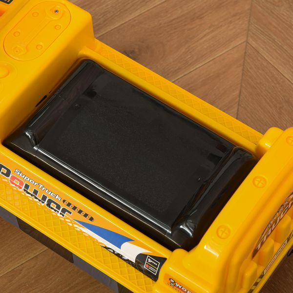 Ruspa giocattolo 2 in 1 con escavatore e mordente, vano nascosto, gioco cavalcabile bambini 2-3 anni, 90x28x58cm, giallo - 