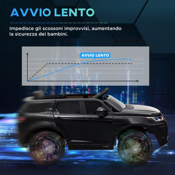 Macchina elettrica per bambini a licenza land rover con fari, clacson e cintura,106x65.5x51 cm, nero - 