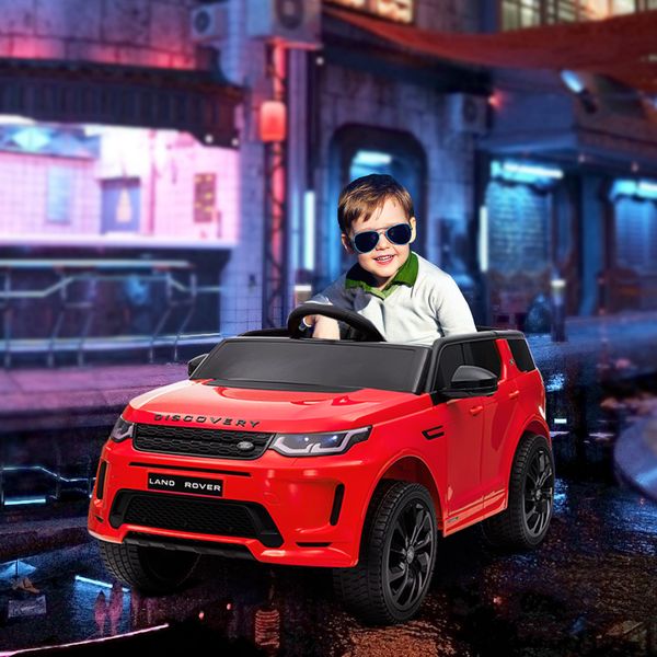 Macchina elettrica per bambini a licenza land rover con fari, clacson e cintura,106x65.5x51 cm, rosso - 