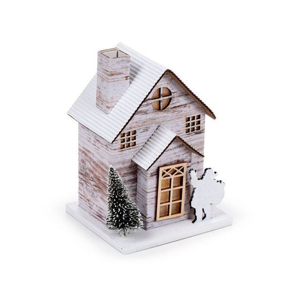 Casetta decorativa per natale con led - in betulla d'argento - PUCKATOR