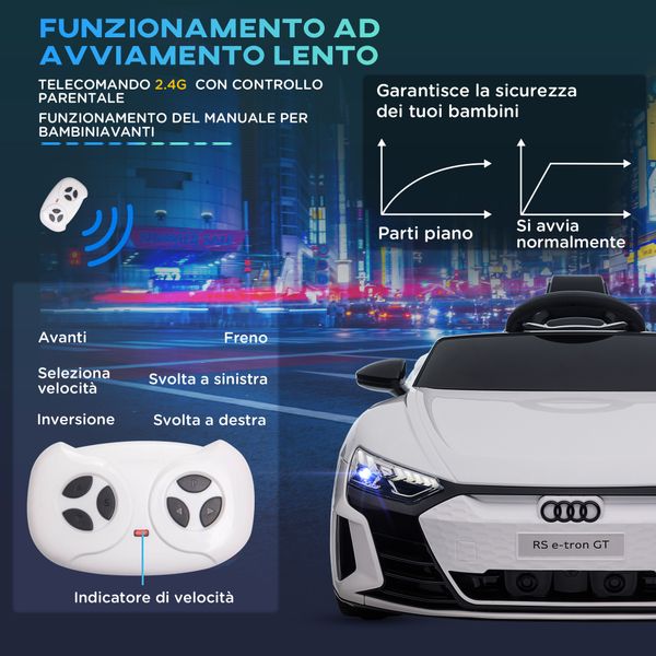 Auto elettrica per bambini 3-5 anni con telecomando, sospensioni e clacson, 103x58x41 cm, bianca e nero - 