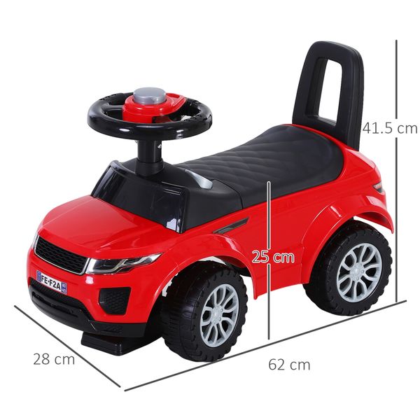 Macchina cavalcabile giocattolo per bambini 12-36 mesi, macchina a spinta con vano contenitore e schienale, rossa - 