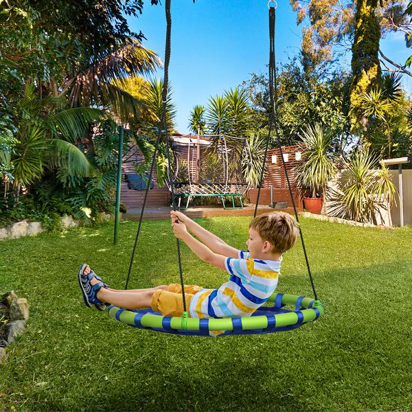 Altalena per bambini da 3-8 anni da giardino ø100cm e corde regolabili, blu - 