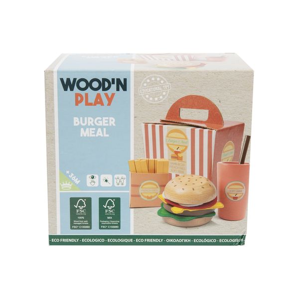 Set gioco hamburger con bibita e patatine per bambini - WOOD 'N' PLAY