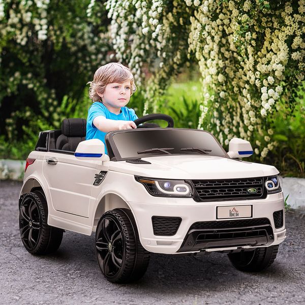 Macchina elettrica per bambini 3-6 anni con telecomando, luci led e clacson, in pp e metallo, 110x68x52 cm, bianco - 
