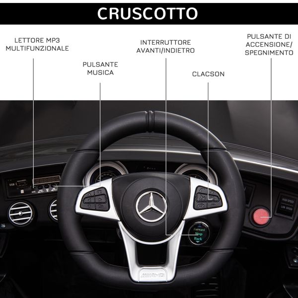 Macchina elettrica per bambini 3-5 anni mercedes con cintura di sicurezza e telecomando, nero - 