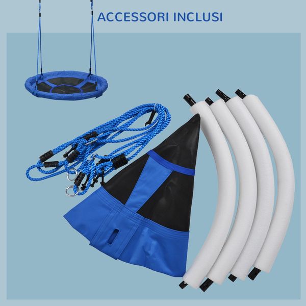Altalena da giardino per bambini tra 3 e 8 anni interno ed esterno φ100 × 180cm carico massimo di 100kg - 