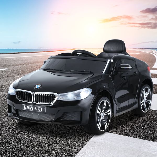 Macchina elettrica per bambini bmw 6gt 6v, macchina telecomandata con musica e fari led, mp3, clacson, 106 x 64 x 51 cm, nero - 