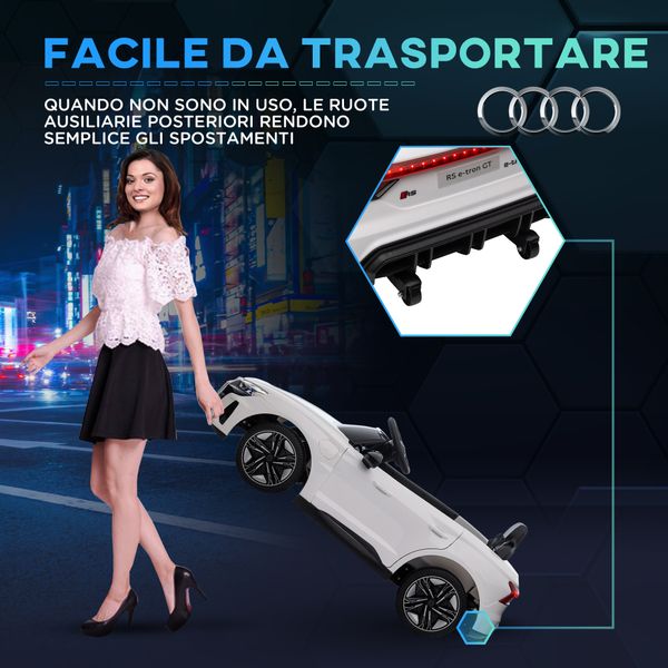 Auto elettrica per bambini 3-5 anni con telecomando, sospensioni e clacson, 103x58x41 cm, bianca e nero - 