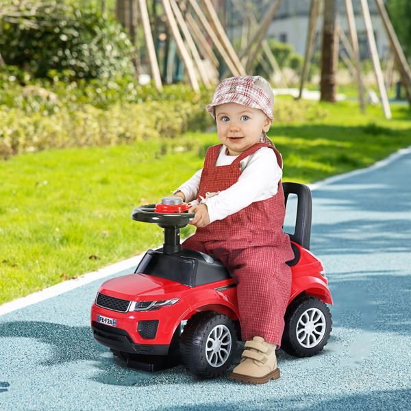 Macchina cavalcabile giocattolo per bambini 12-36 mesi, macchina a spinta con vano contenitore e schienale, rossa - 