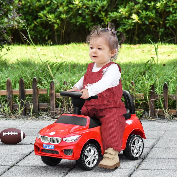 Macchinina per bambini cavalcabile con volante, fari e musiche, età 18-36 mesi, rosso - 