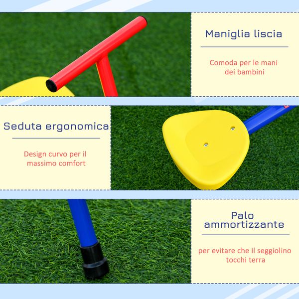 Altalena per bambini doppia a bilico girevole a 360° in metallo e pp, età 3-8 anni, 182x77x63cm multicolore - 