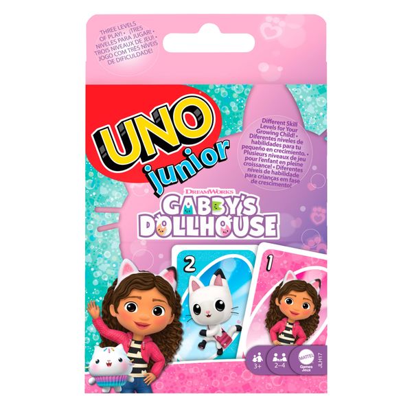 Mattel games - uno junior la casa delle bambole di gabby, versione ispirata alla serie dreamworks con le carte dei personaggi più amati - GABBY'S DOLLHOUSE, UNO