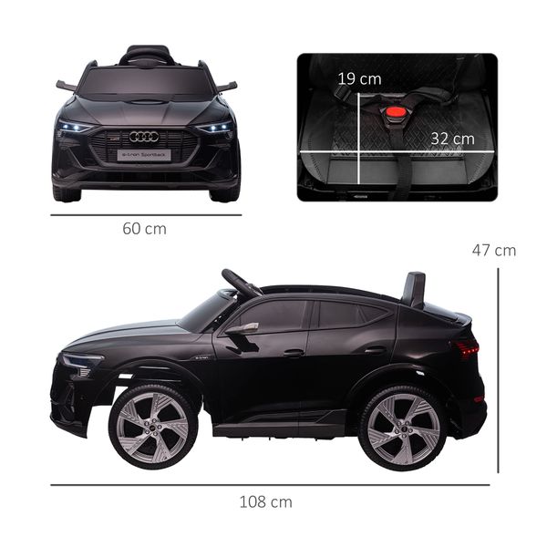 Macchina elettrica per bambini 12v con telecomando, velocità 3-8km/h, luci e musica, età 3-5 anni, nero - 