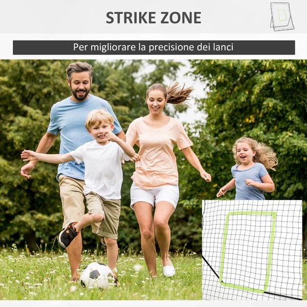Rebounder per calcio e baseball pieghevole con zona di precisione, in pe e metallo, 123x90x174 cm, nero - 