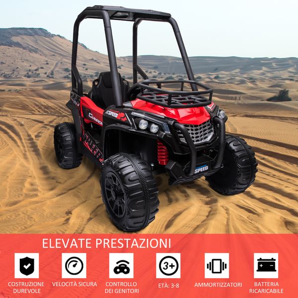 Macchina elettrica per bambini 12v, velocità 3-6km/h, quad elettrico mini con doppio motori, usb, lettore mp3 e telecomando, 118x76x104cm - 