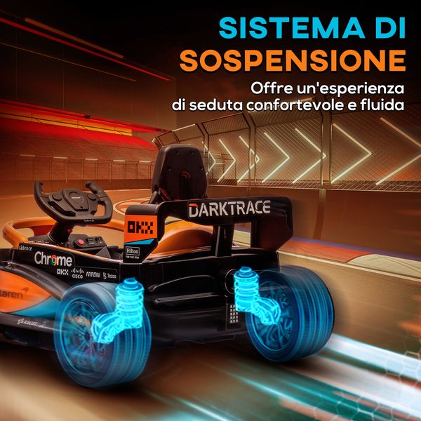 Macchina elettrica per bambini 3-5 anni con licenza mclaren, telecomando e clacson, 115x67x50 cm, arancione - 