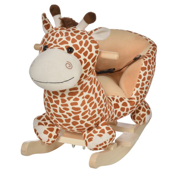 Cavallo a dondolo in legno giraffa per i bambini 60x33x45cm - 
