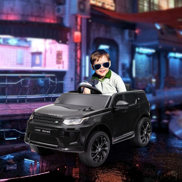 Macchina elettrica per bambini a licenza land rover con fari, clacson e cintura,106x65.5x51 cm, nero - 