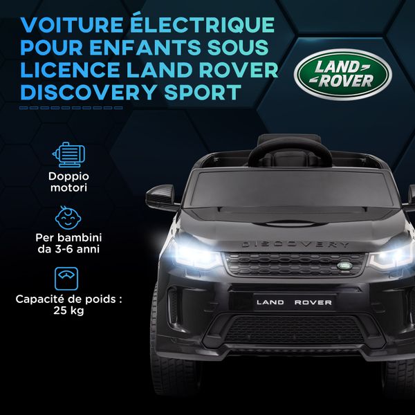 Macchina elettrica per bambini a licenza land rover con fari, clacson e cintura,106x65.5x51 cm, nero - 