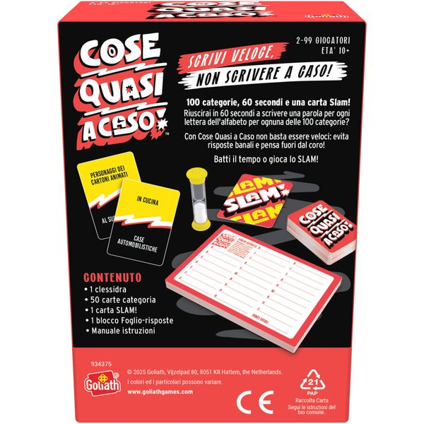 Cose quasi a caso - dai 10 anni -  party game divertente e originale - gioco di società per famiglia ed amici che premia il più veloce - GOLIATH